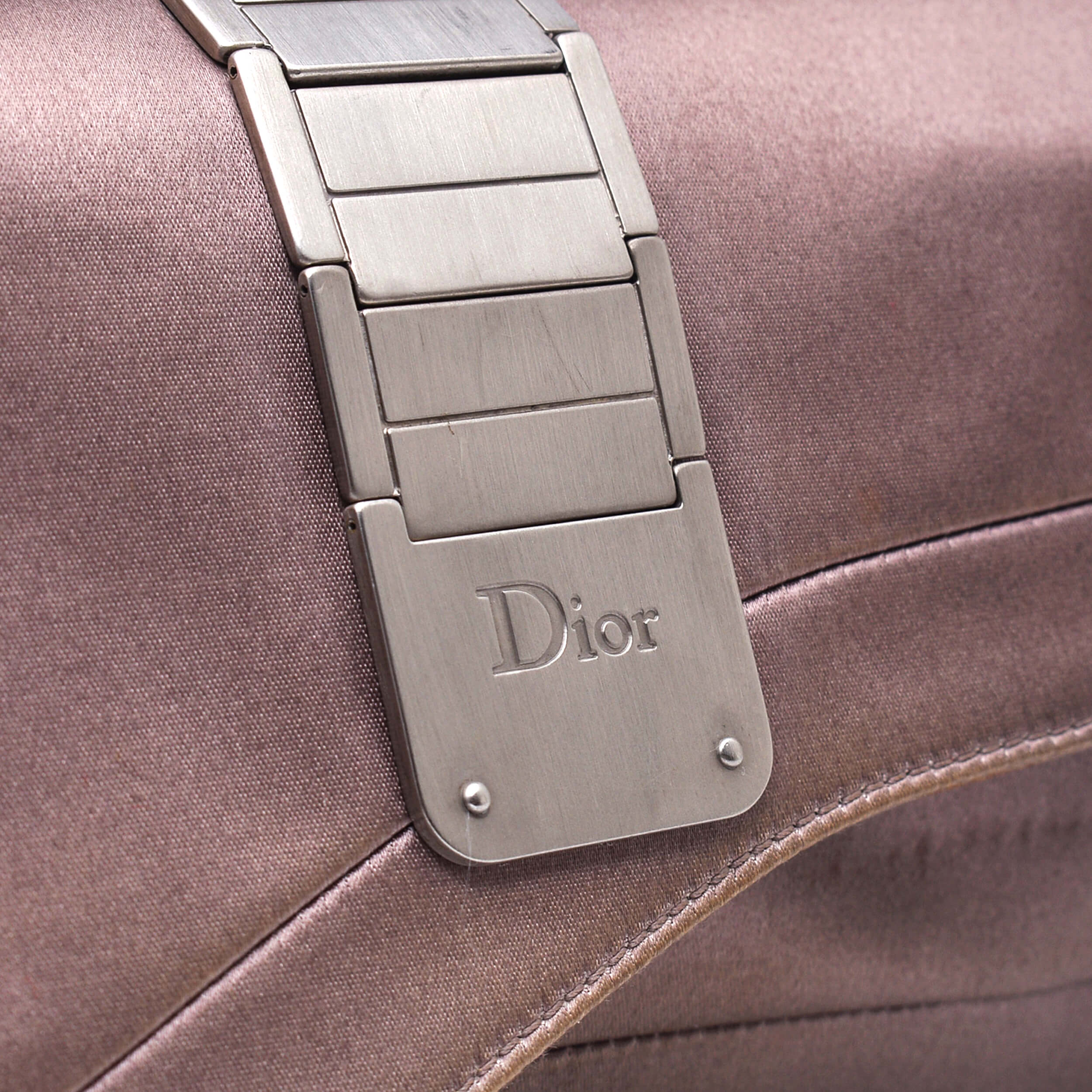 Christian Dior- Rose Vintage Satin Saddle Clutch with Strap By John Galliano